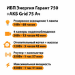 ИБП для котла Энергия Гарант 750 + Аккумулятор Grid 75 Ah 12 v (450Вт - 91мин) - ИБП и АКБ - ИБП для котлов - . Магазин оборудования для автономного и резервного электропитания Ekosolar.ru в Владивостоке